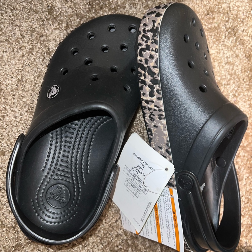 RARE leopard crocs size w7
